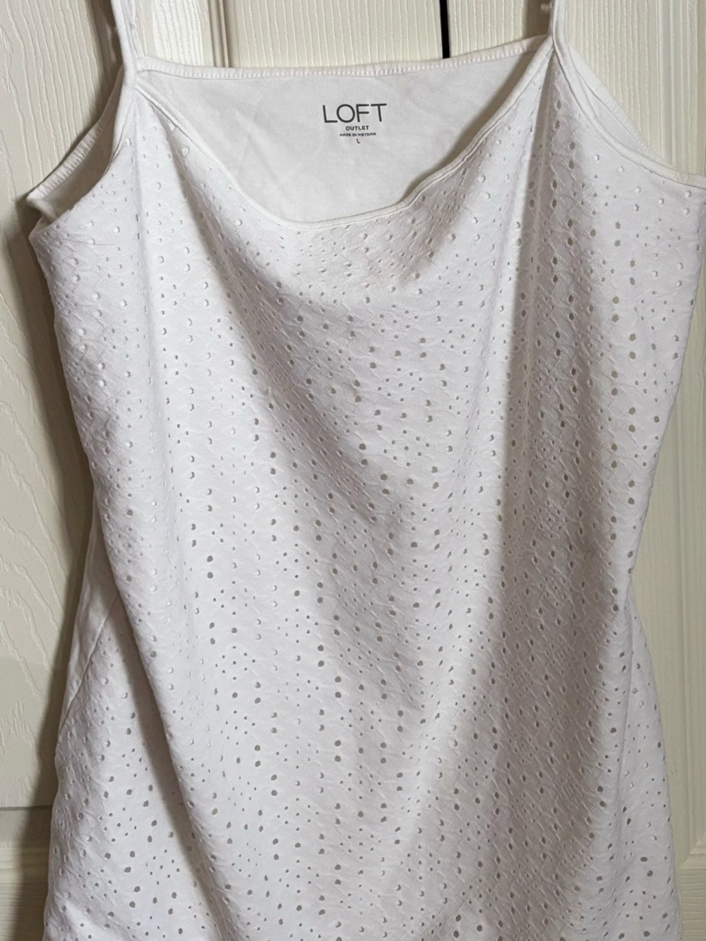 LOFT White Eyelet Spaghetti-Strap Camisole